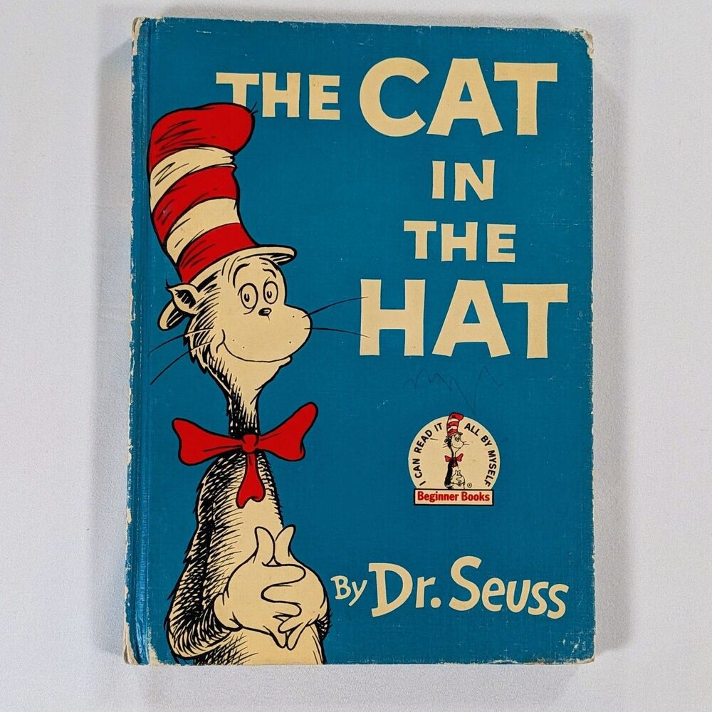 THE CAT IN THE HAT Dr Seuss 1957 Hardcover Book 1ST ED Acceptable Condition